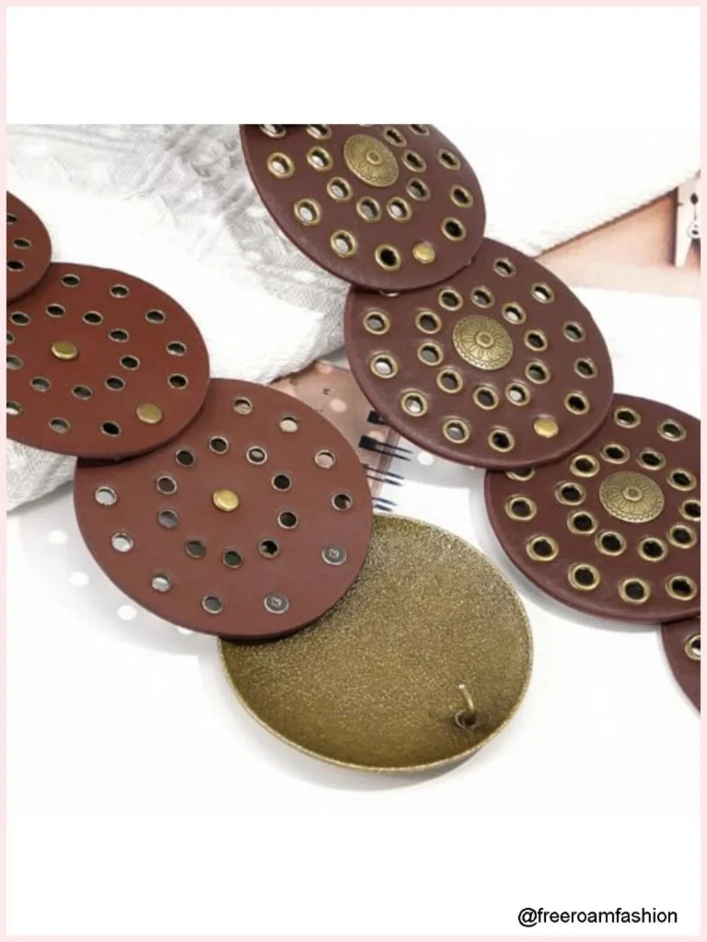 Vintage Hollow Boho Wide Disc Belt with Metal Buckle